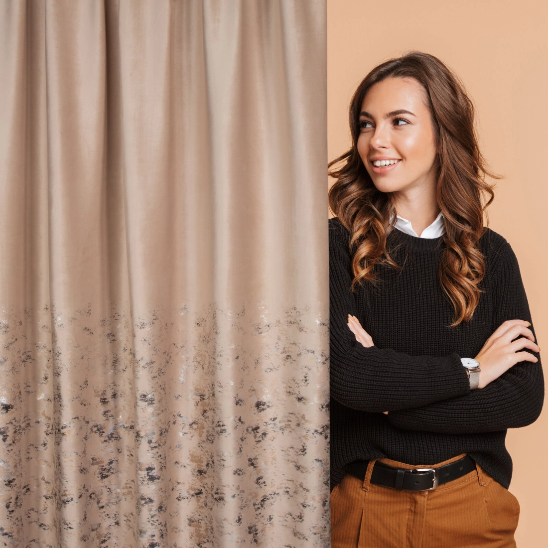 Záves 140x270 cm zamatový béžový šampanský na riasiacu pásku MARIELA