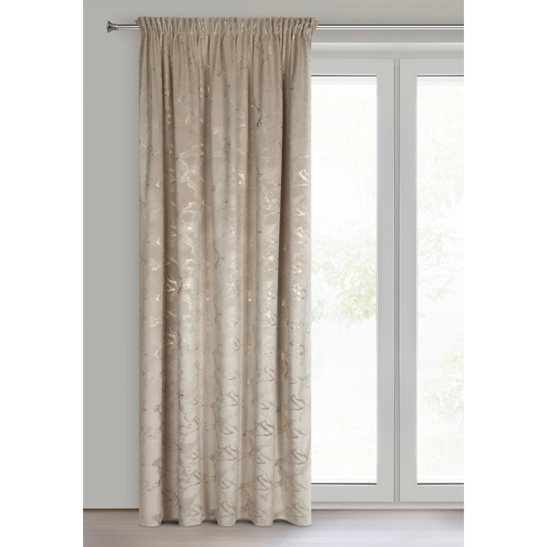 Závěs 140x270 cm sametový béžový šampaň na řasicí pásku RAJA