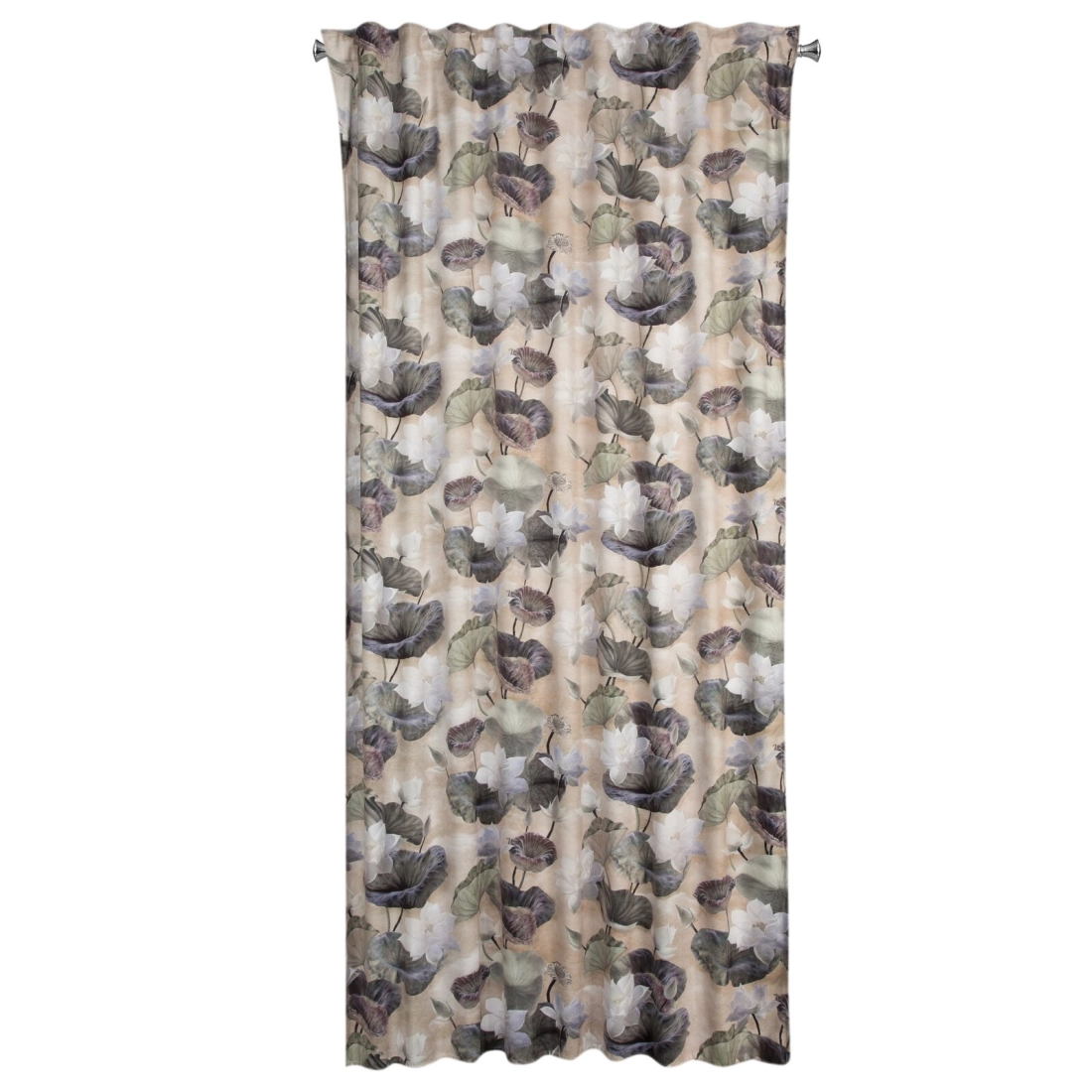 Záves 140x270 cm zamatový béžový, zelený na riasiacu pásku LOTOS