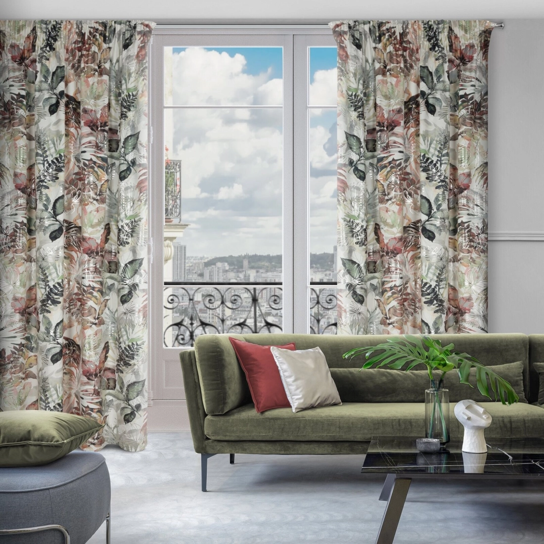 Záves 140x270 cm zamatový bielo hrdzavý na riasiacu pásku ARINA