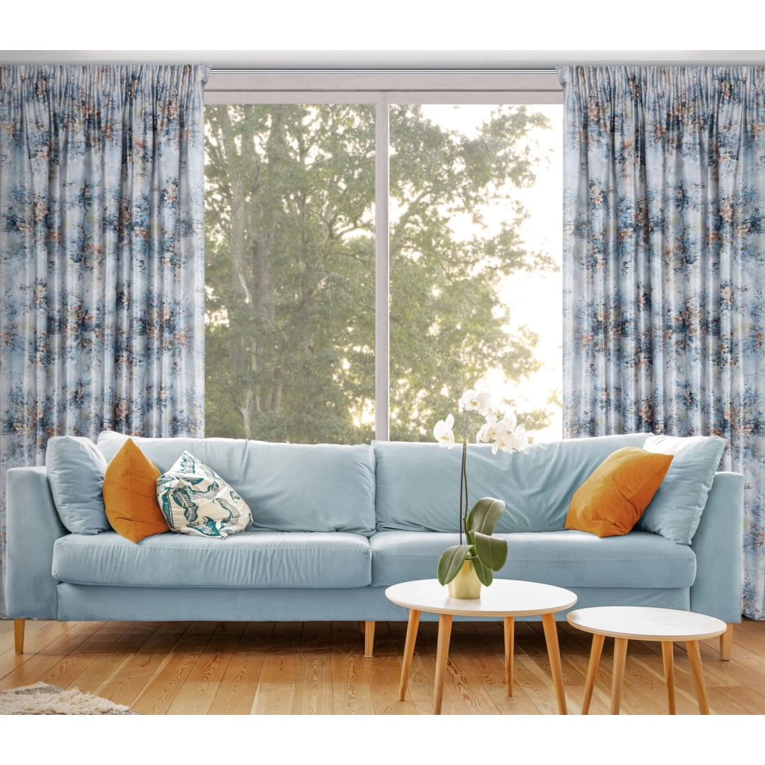 Záves 140x270 cm zamatový bielo-modrý na riasiacu pásku MARISA