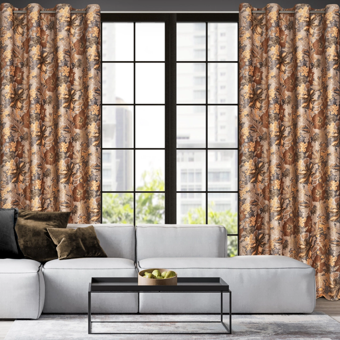 Záves 140x270 cm zamatový bielo-muštičný na riasiacu pásku ALISON