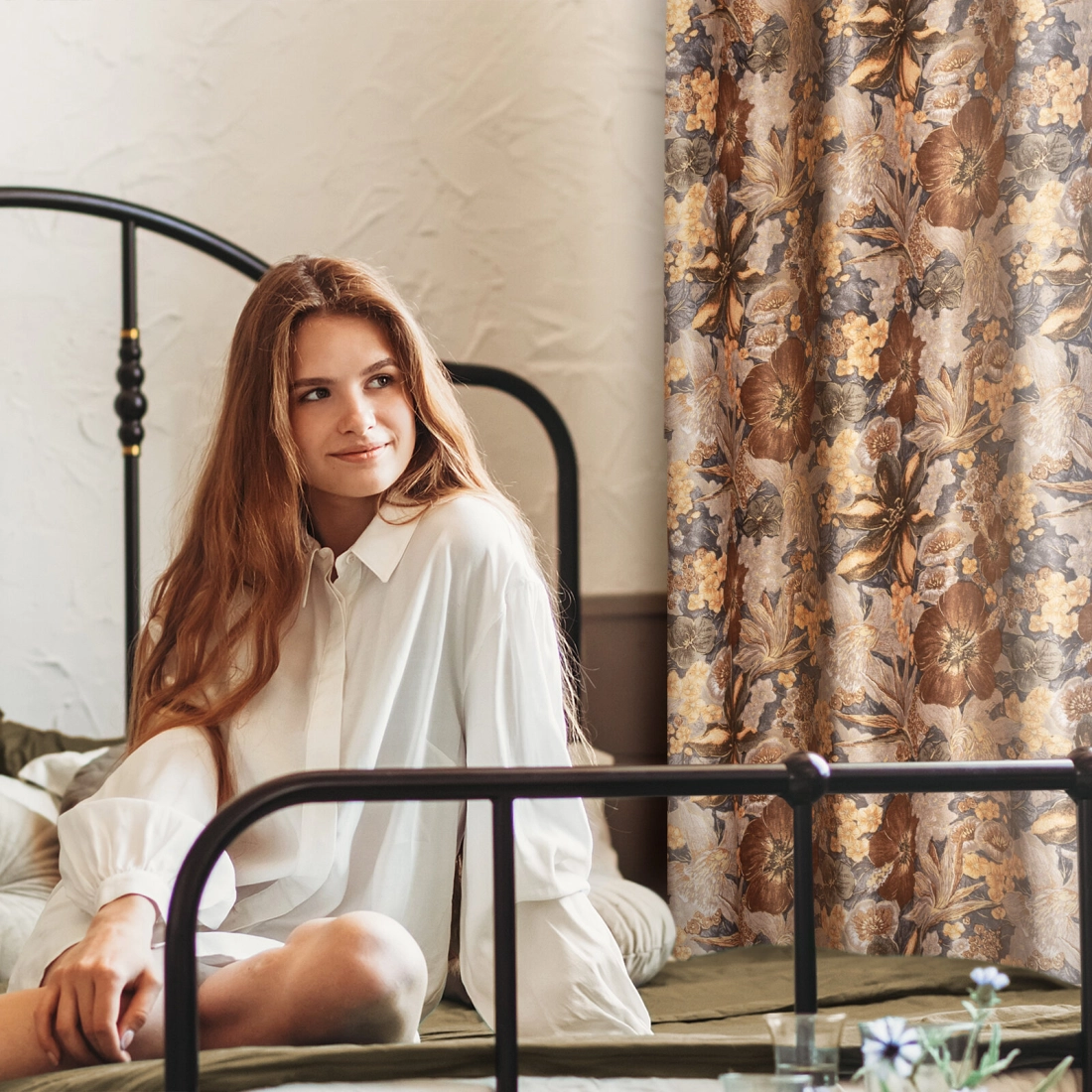 Záves 140x270 cm zamatový bielo-muštičný na riasiacu pásku ALISON