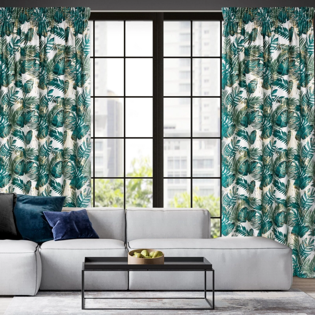 Záves 140x270 cm zamatový bielo-zelený na riasiacu pásku DAVOS