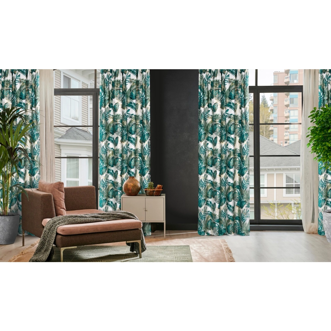 Záves 140x270 cm zamatový bielo-zelený na riasiacu pásku DAVOS