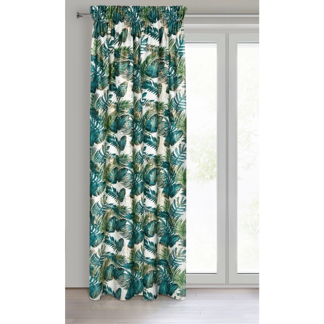 Záves 140x270 cm zamatový bielo-zelený na riasiacu pásku DAVOS