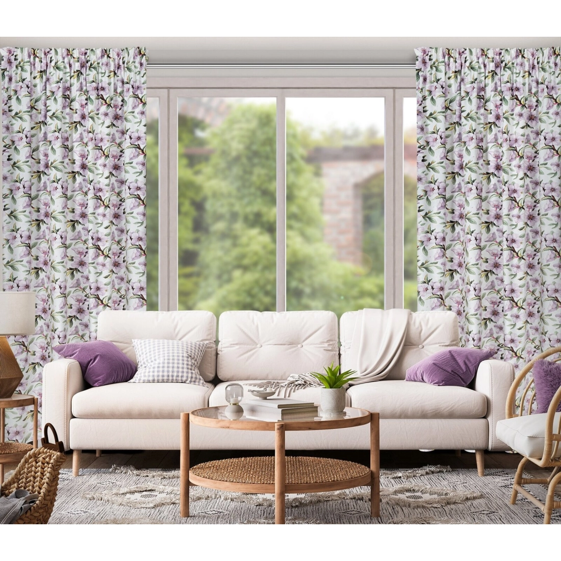 Záves 140x270 cm zamatový biely, fialový na riasiacu pásku ARLETA