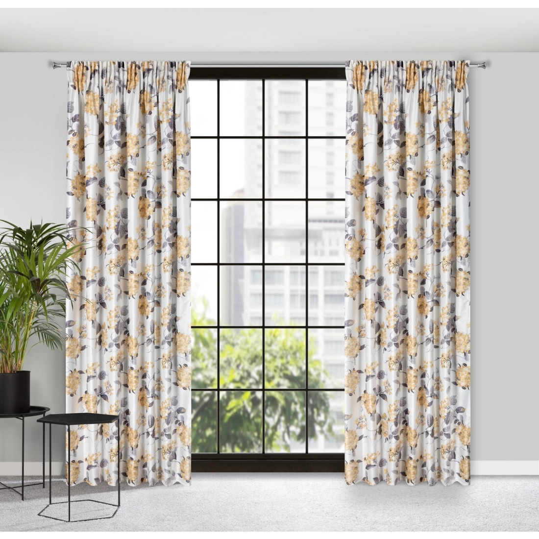 Záves 140x270 cm zamatový biely, horčicový na riasiacu pásku ALISON