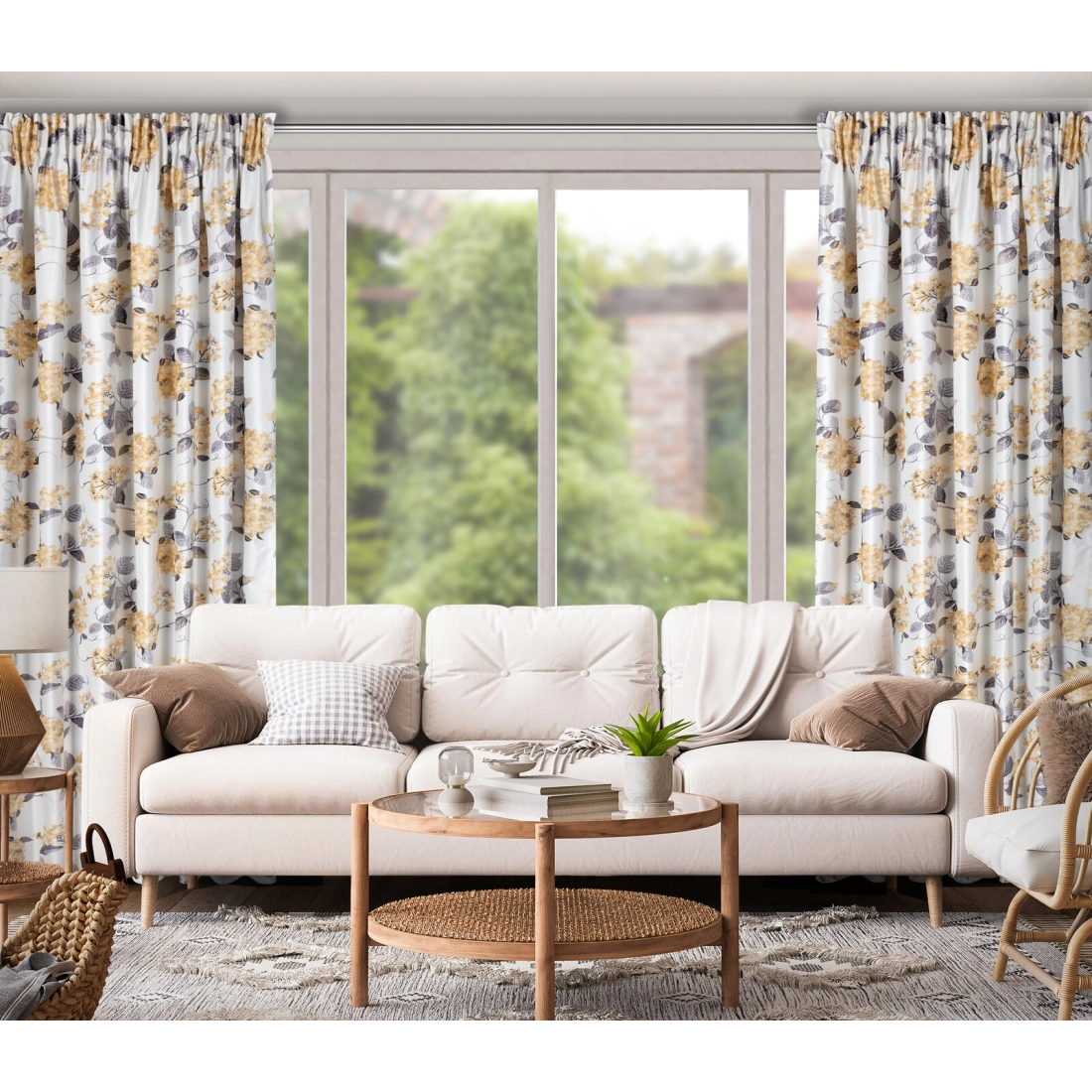 Záves 140x270 cm zamatový biely, horčicový na riasiacu pásku ALISON