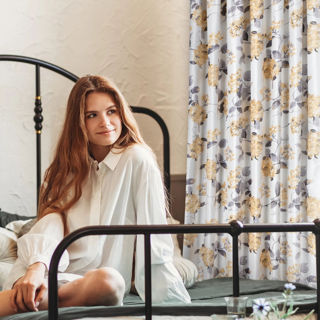 Záves 140x270 cm zamatový biely, horčicový na riasiacu pásku ALISON