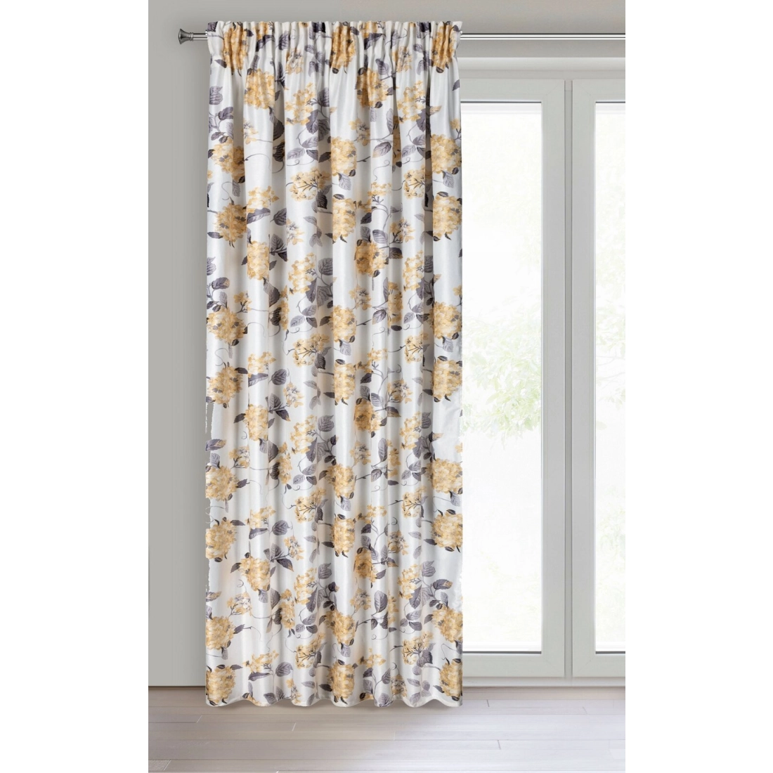 Záves 140x270 cm zamatový biely, horčicový na riasiacu pásku ALISON