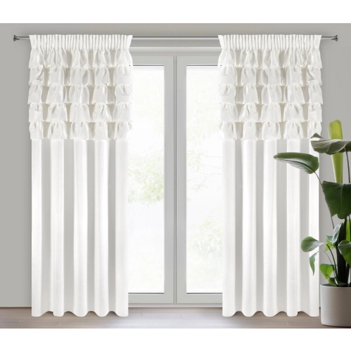 Záves 140x270 cm zamatový biely na riasiacu pásku AURA