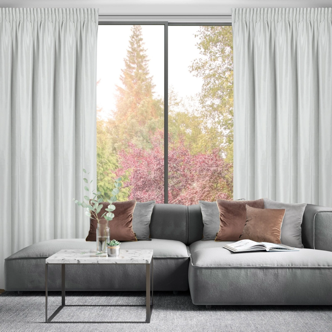 Záves 140x270 cm zamatový biely na riasiacu pásku CAMERON