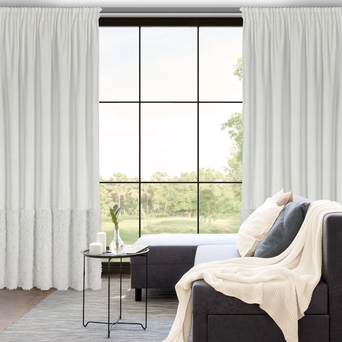 Záves 140x270 cm zamatový biely na riasiacu pásku MARION