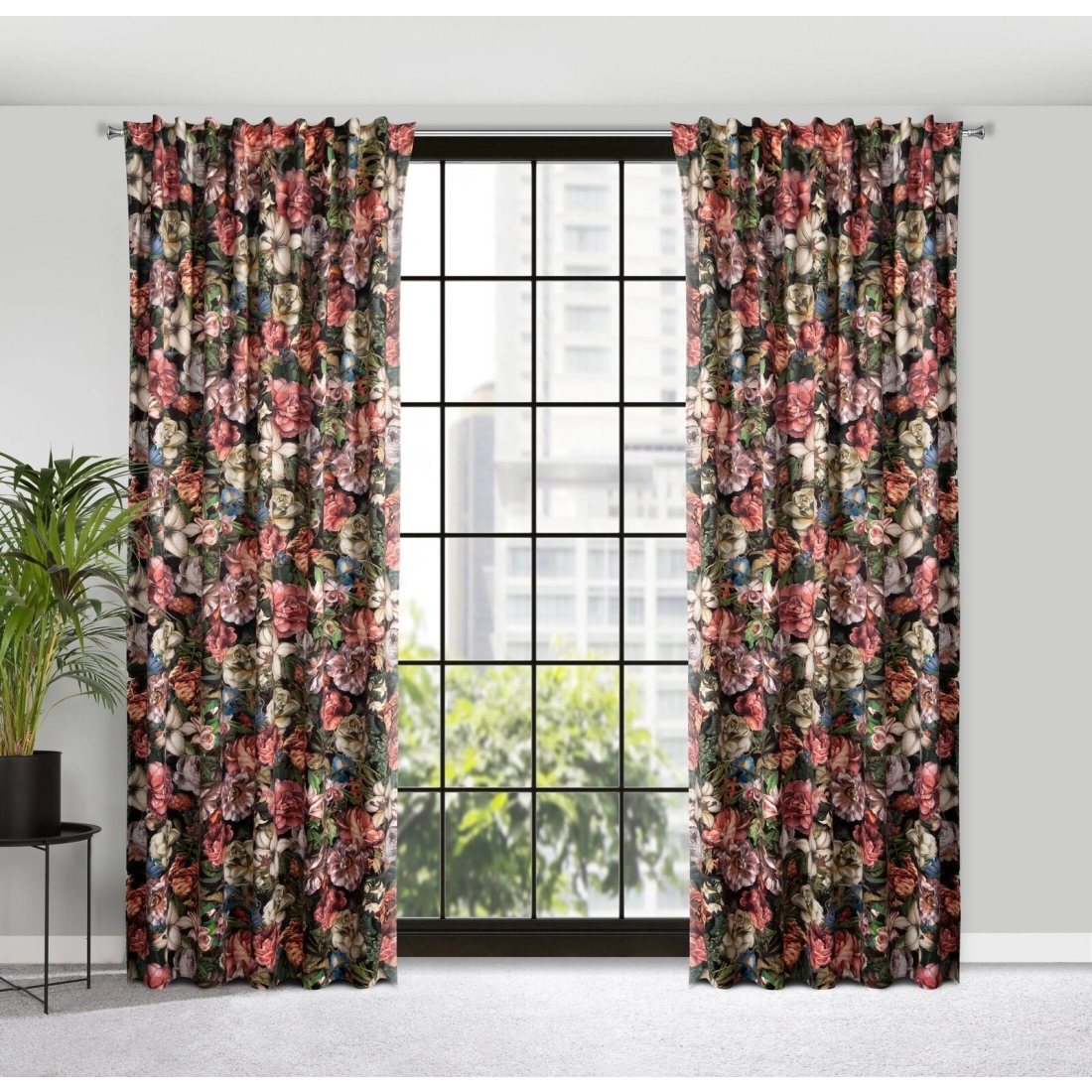 Záves 140x270 cm zamatový bordový, zelený na riasiacu pásku PEONIA