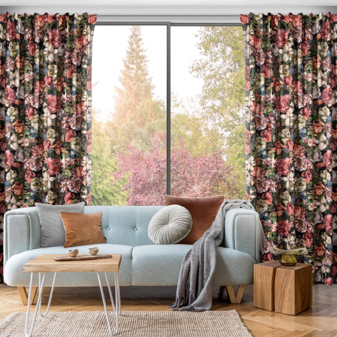 Záves 140x270 cm zamatový bordový, zelený na riasiacu pásku PEONIA