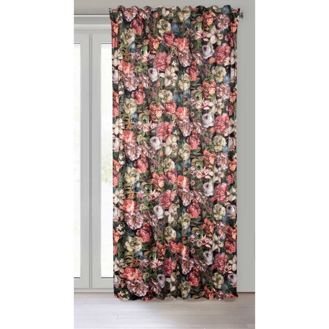 Záves 140x270 cm zamatový bordový, zelený na riasiacu pásku PEONIA