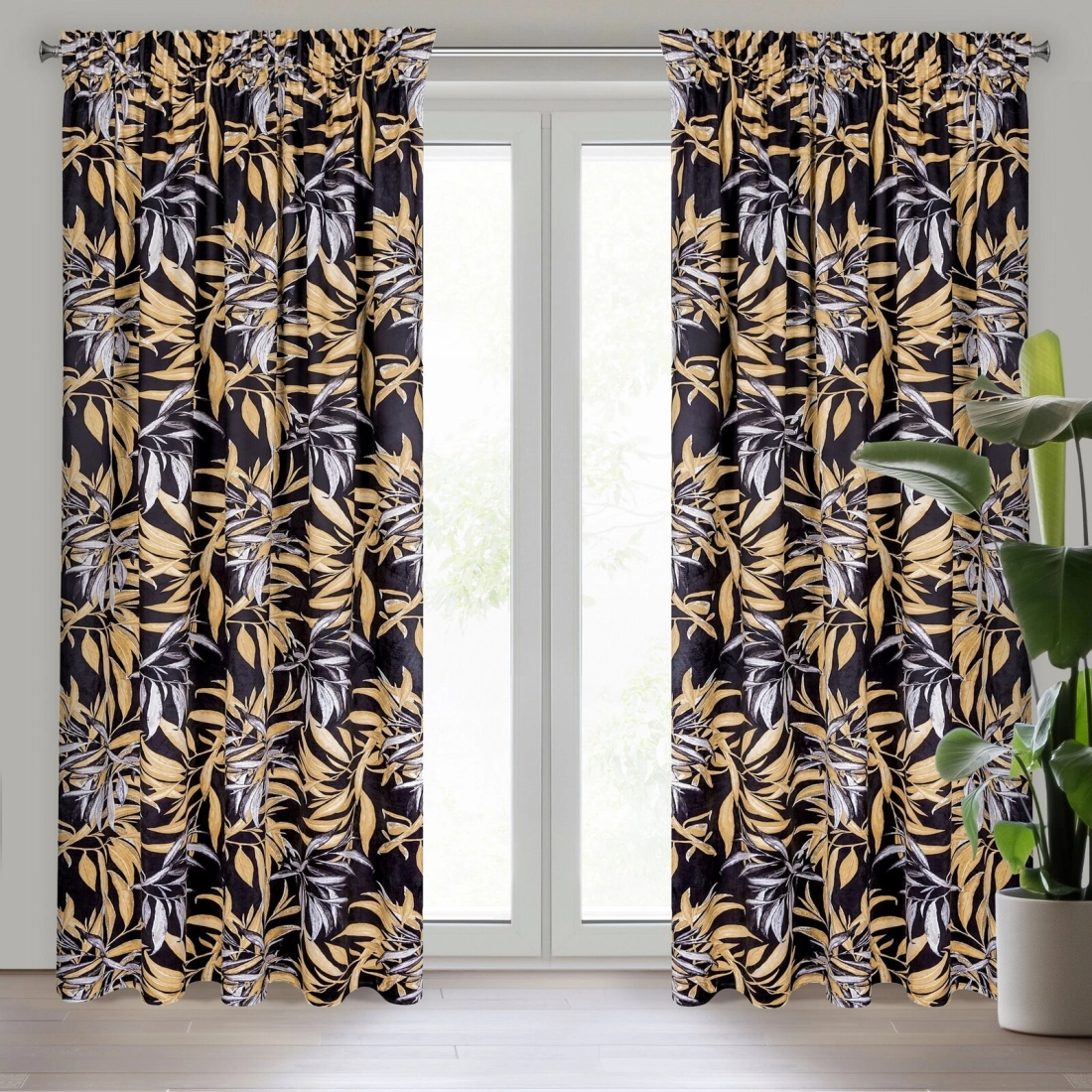 Záves 140x270 cm zamatový čierno-béžový na riasiacu pásku ZOJA - Pierre Cardin