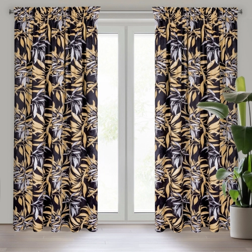 Záves 140x270 cm zamatový čierno-béžový na riasiacu pásku ZOJA - Pierre Cardin