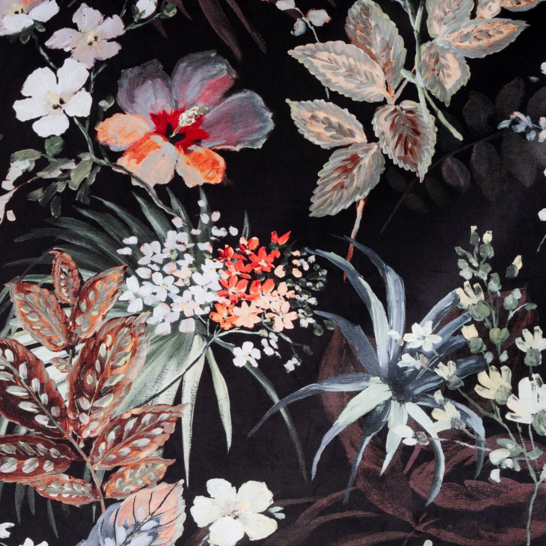 Záves 140x270 cm zamatový čierno-hnedý s kvetinovým vzorom na riasiacu pásku ALANI