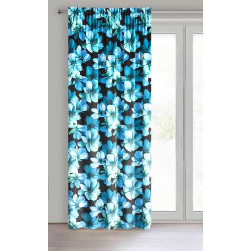 Záves 140x270 cm zamatový čierno-modrý na riasiacu pásku KLEO