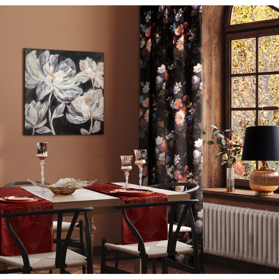 Záves 140x270 cm zamatový čierno ružový na riasiacu pásku KAREN