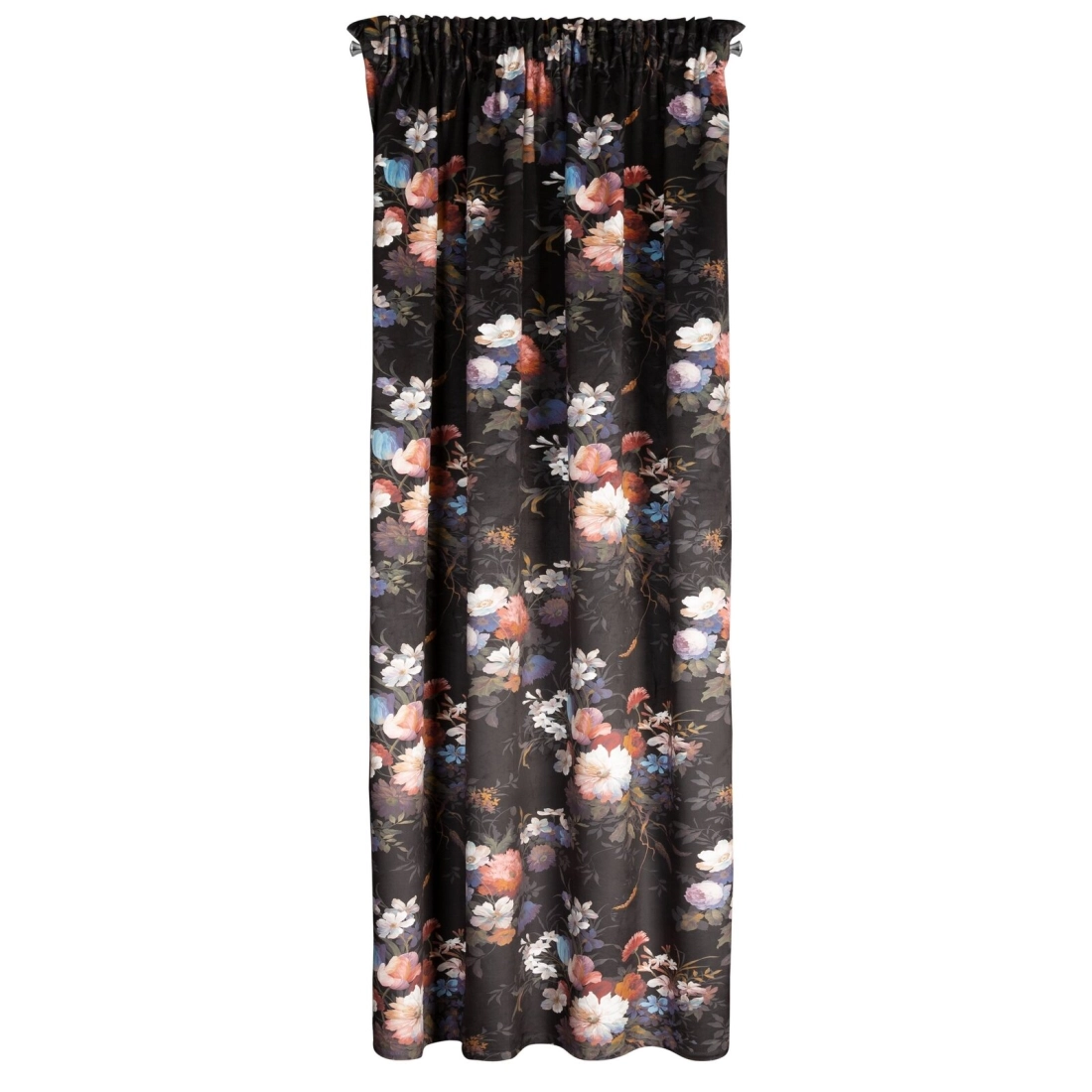 Záves 140x270 cm zamatový čierno ružový na riasiacu pásku KAREN