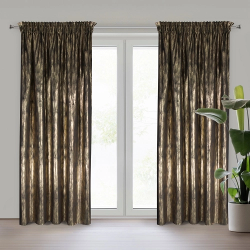 Záves 140x270 cm zamatový čierno šampanský na riasiacu pásku EMILA