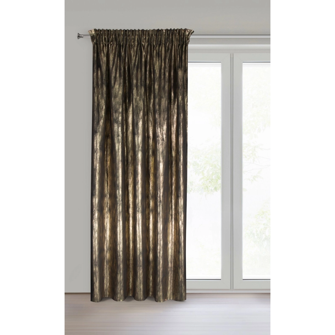 Záves 140x270 cm zamatový čierno šampanský na riasiacu pásku EMILA