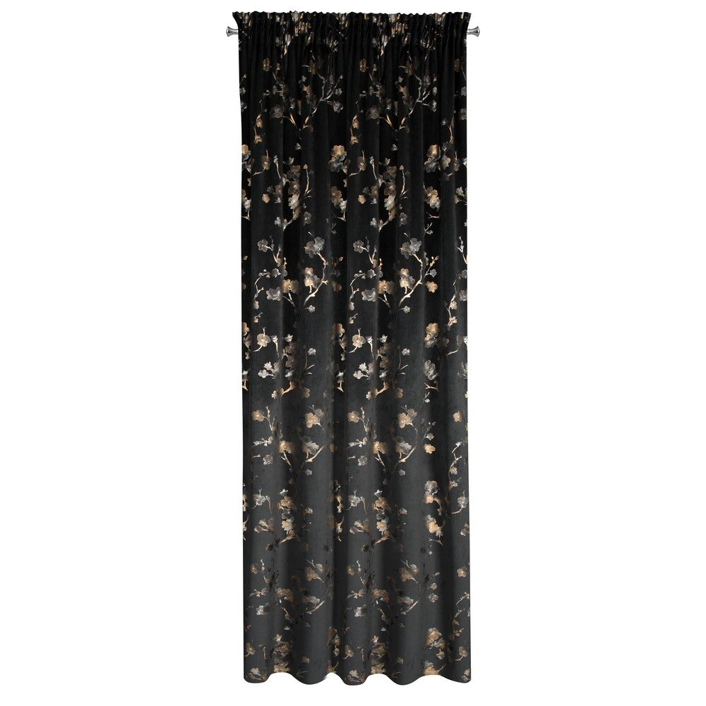 Záves 140x270 cm zamatový čierno šampanský na riasiacu pásku SELENA