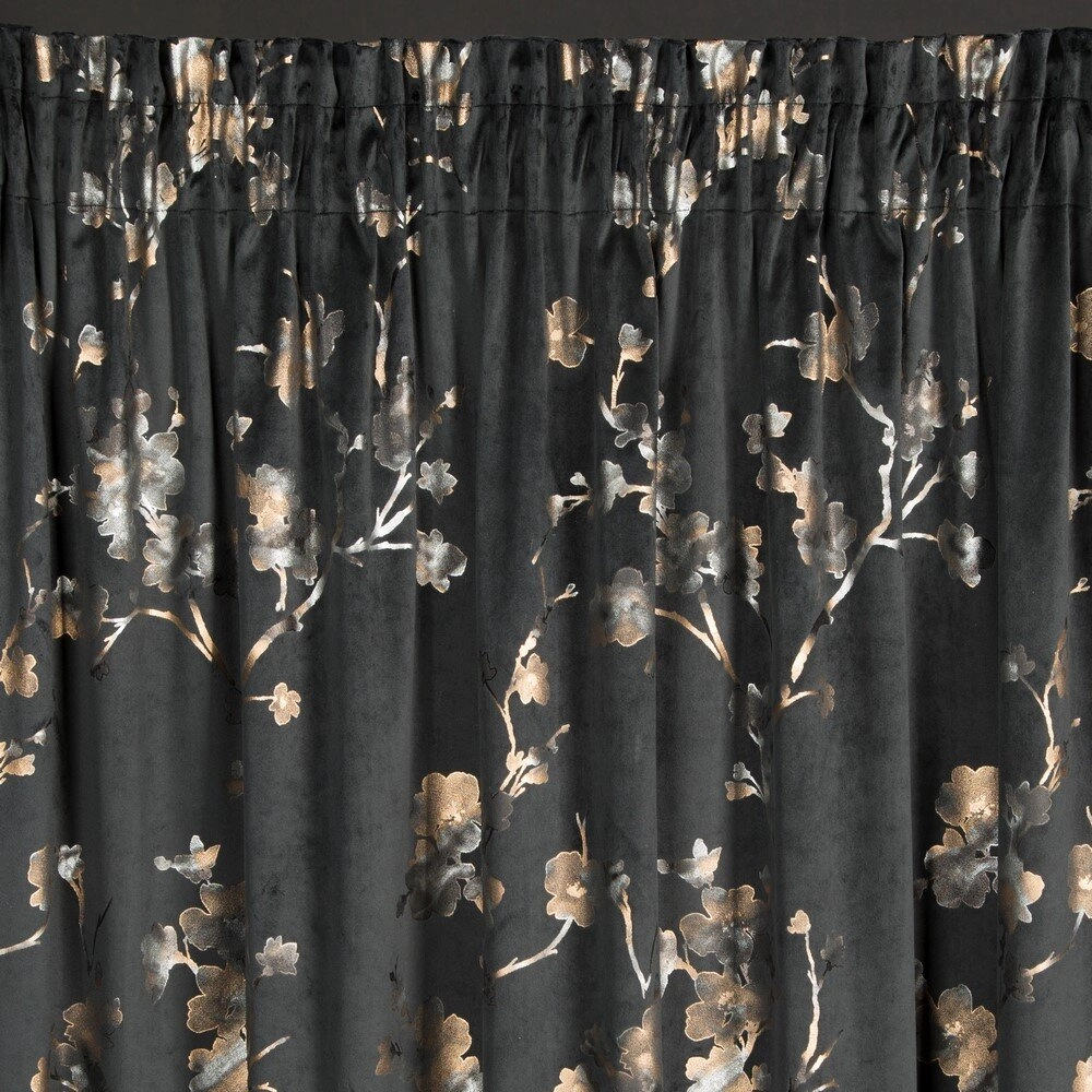 Záves 140x270 cm zamatový čierno šampanský na riasiacu pásku SELENA