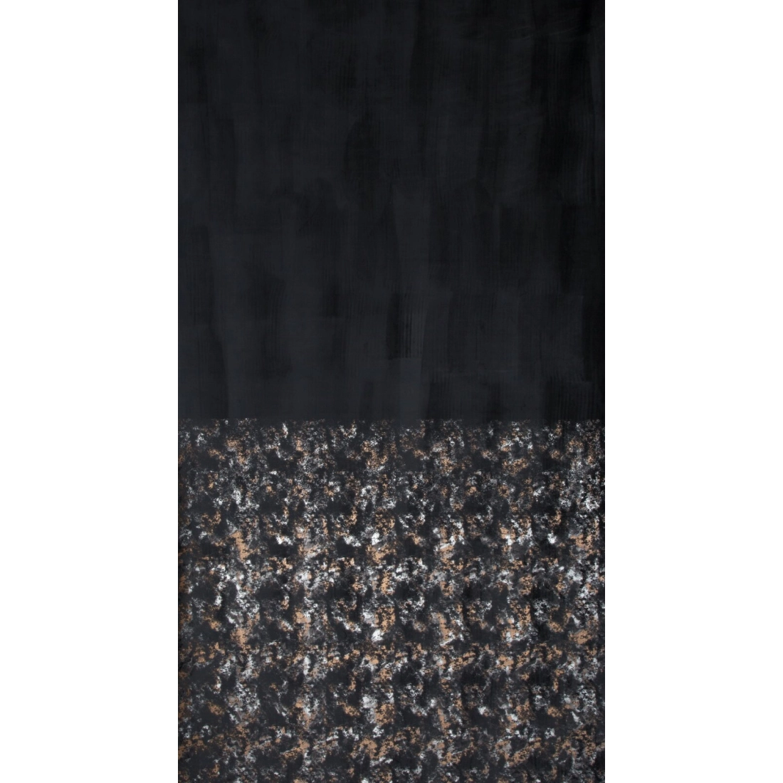 Záves 140x270 cm zamatový čierno šampanský s metalickou potlačou na riasiacu pásku MARIELA