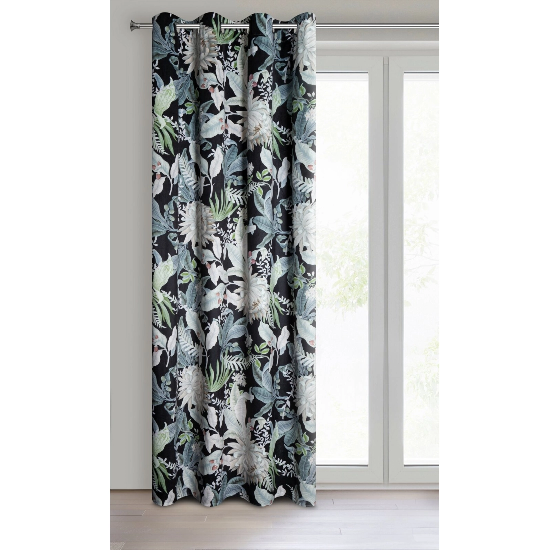 Záves 140x270 cm zamatový čierno-strieborný na kovové krúžky SAGI