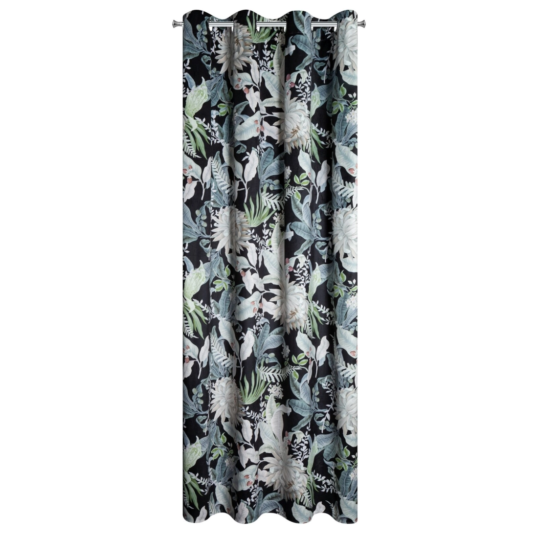 Záves 140x270 cm zamatový čierno-strieborný na kovové krúžky SAGI