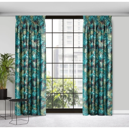 Záves 140x270 cm zamatový čierno-zelený na riasiacu pásku DAVOS