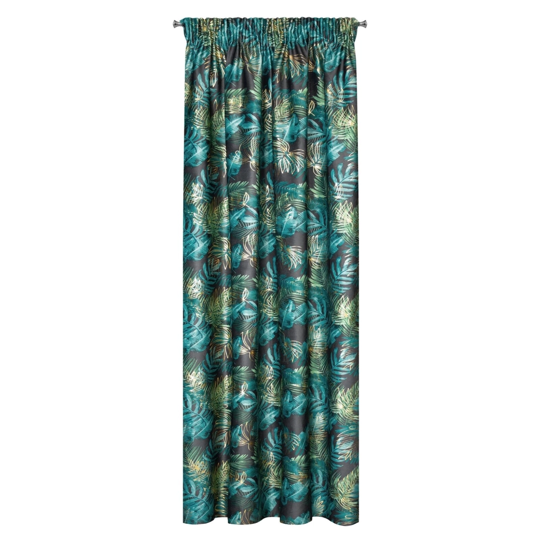 Záves 140x270 cm zamatový čierno-zelený na riasiacu pásku DAVOS