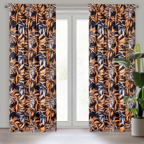 Záves 140x270 cm zamatový čierny, hrdzavý na riasiacu pásku ZOJA - Pierre Cardin