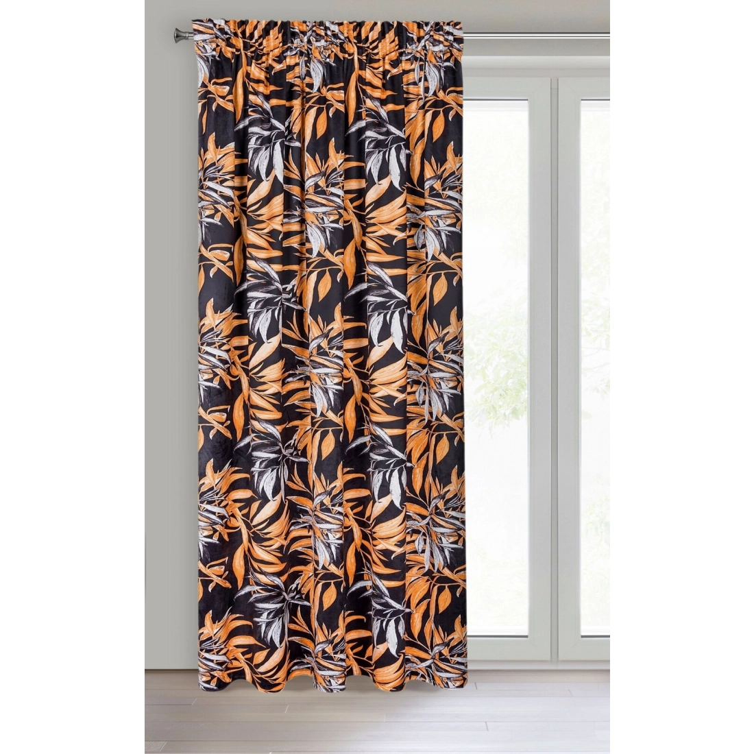 Záves 140x270 cm zamatový čierny, hrdzavý na riasiacu pásku ZOJA - Pierre Cardin