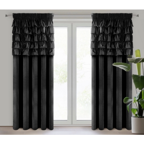 Záves 140x270 cm zamatový čierny na riasiacu pásku AURA