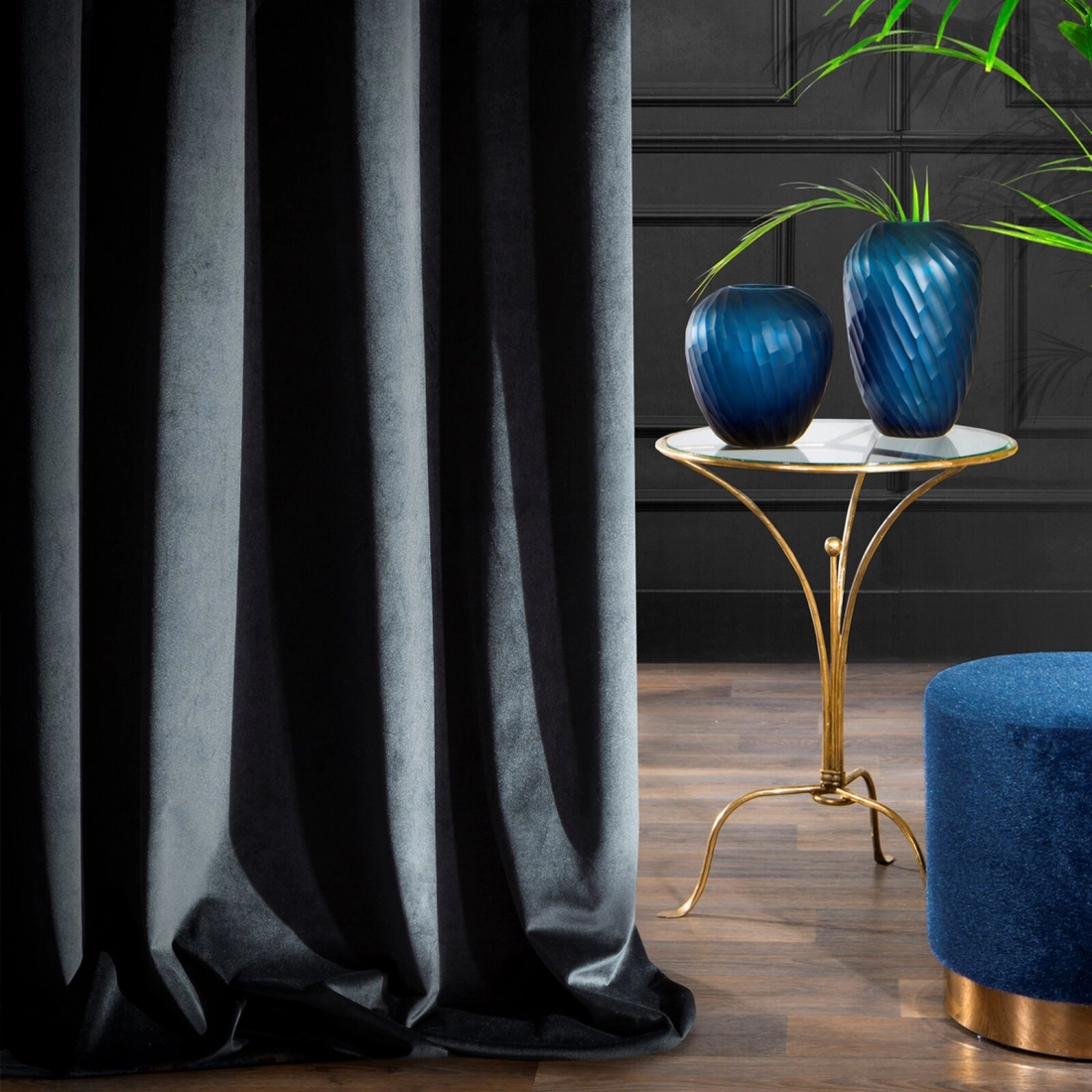 Záves 140x270 cm zamatový čierny na riasiacu pásku RIA Diva Line