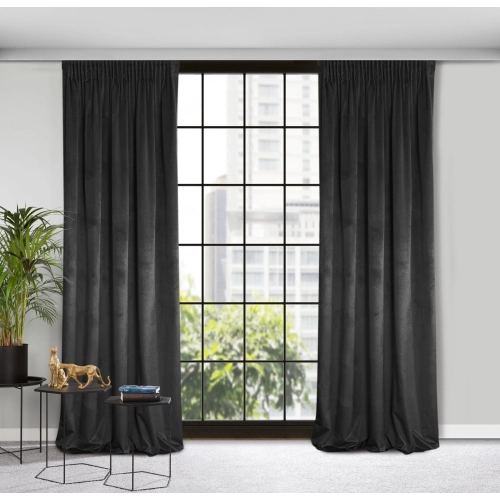 Záves 140x270 cm zamatový čierny na riasiacu pásku ROSA Design 91