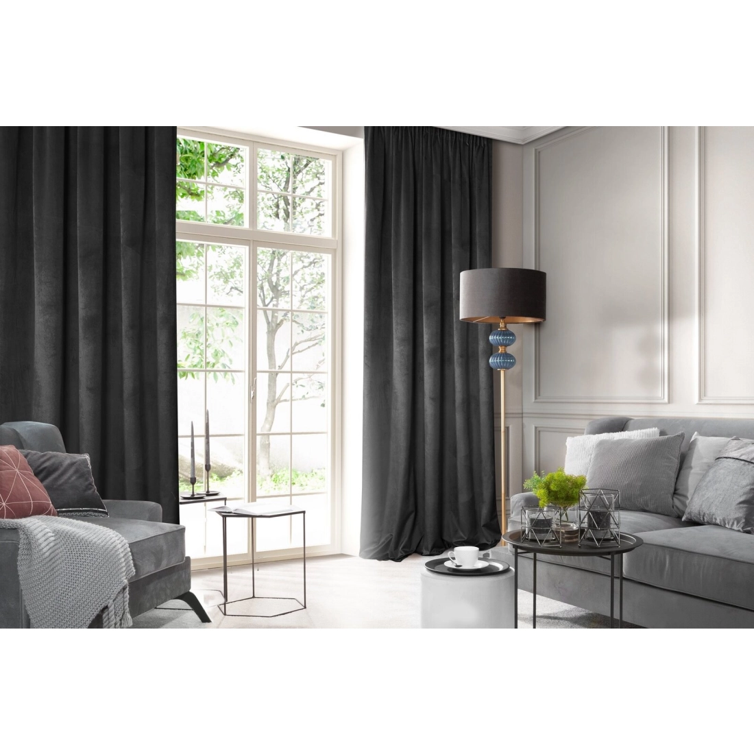 Záves 140x270 cm zamatový čierny na riasiacu pásku ROSA Design 91