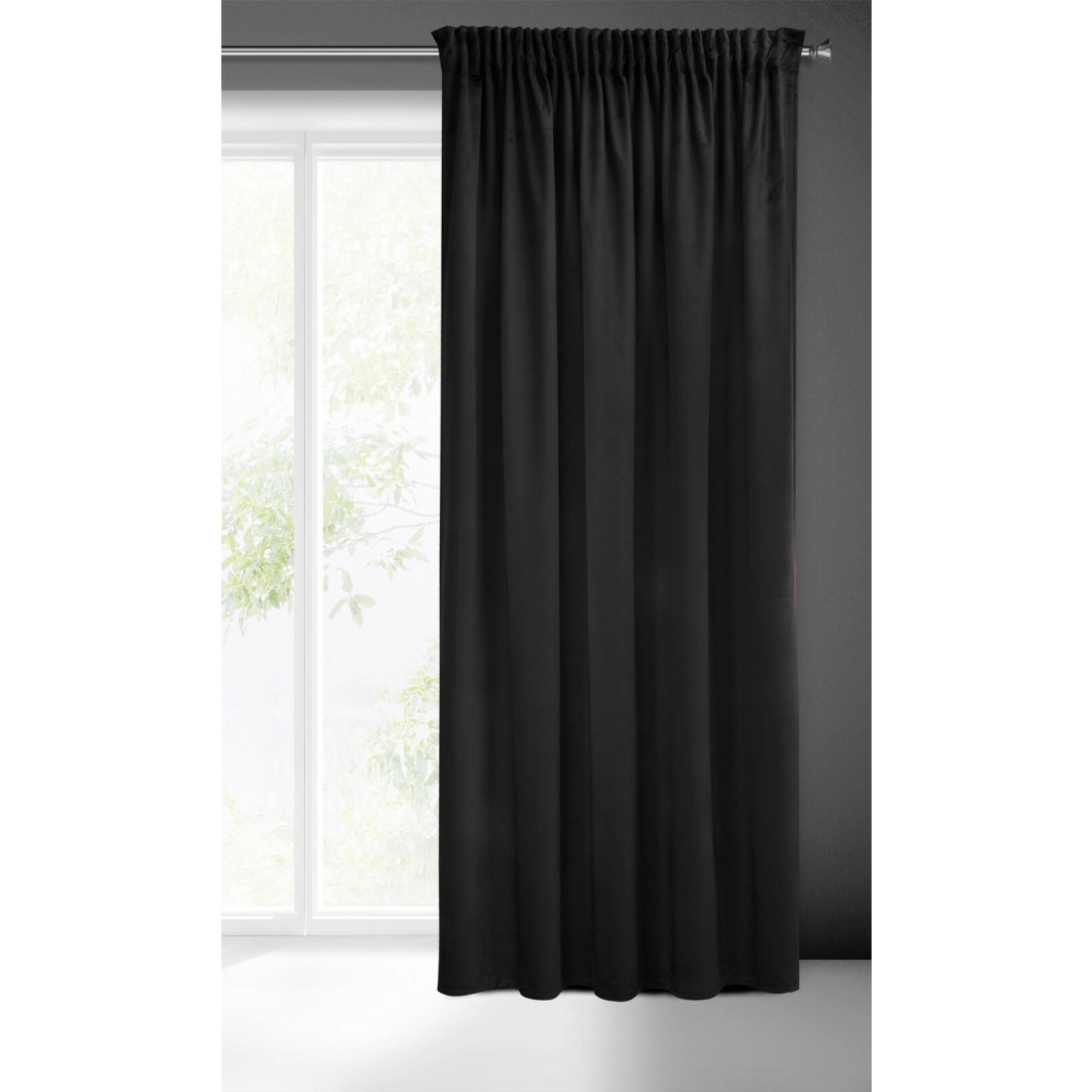 Záves 140x270 cm zamatový čierny na riasiacu pásku SIBEL Pierre Cardin