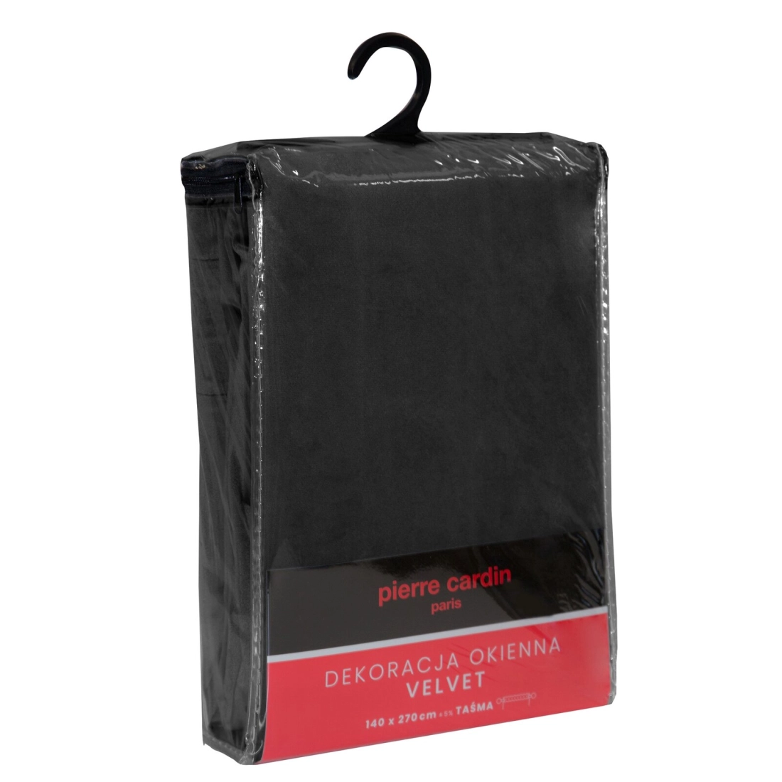 Záves 140x270 cm zamatový čierny na riasiacu pásku SIBEL Pierre Cardin
