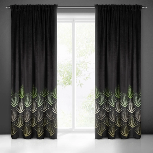 Záves 140x270 cm zamatový čierny, olivový na riasiacu pásku ANGELINA