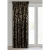 Záves 140x270 cm zamatový čierny s potlačou listov na riasiacu pásku FELIS