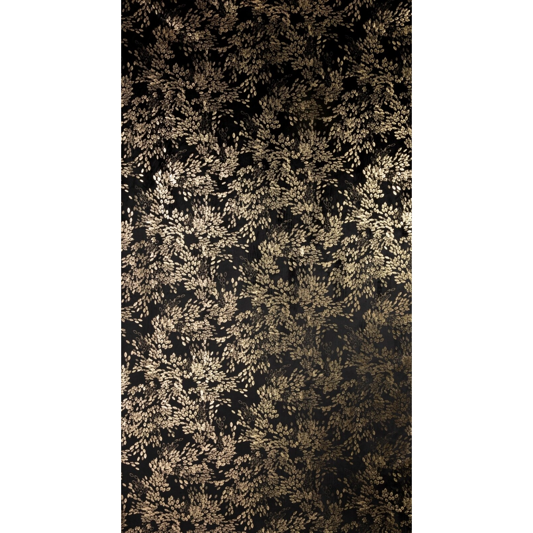 Záves 140x270 cm zamatový čierny s potlačou listov na riasiacu pásku FELIS