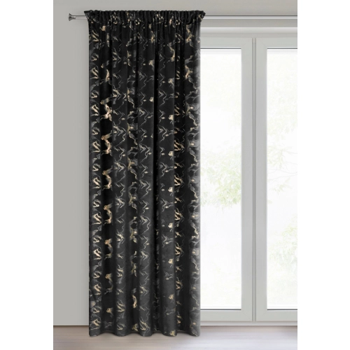 Záves 140x270 cm zamatový čierny šampanský na riasiacu pásku RAJA