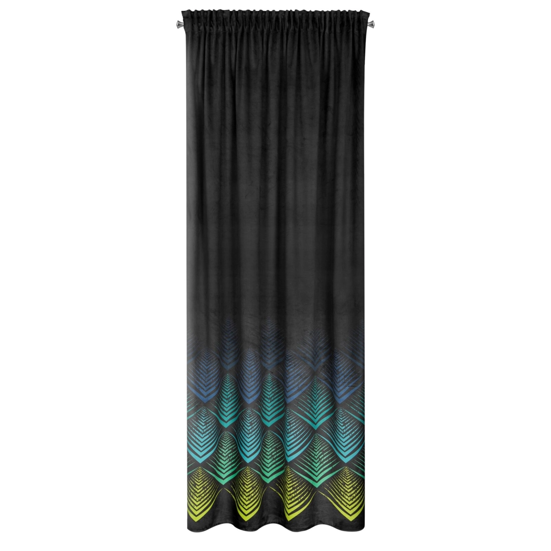 Záves 140x270 cm zamatový čierny, tyrkysový na riasiacu pásku ANGELINA
