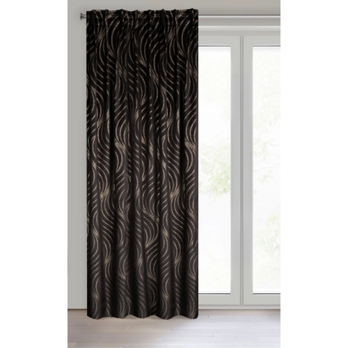 Záves 140x270 cm zamatový čierny, zlatý na riasiacu pásku VICTORIA 3 - Limited Collection